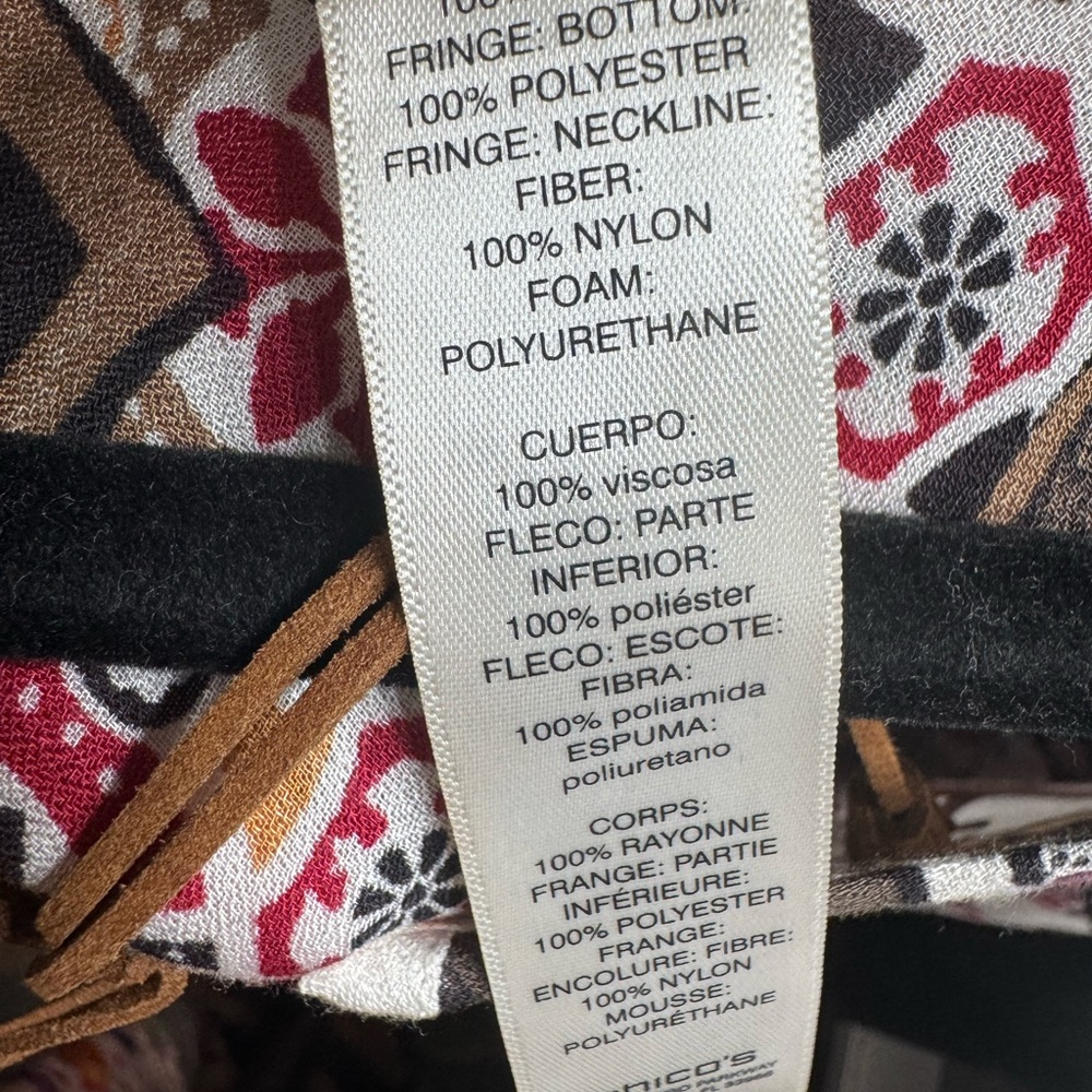 Chico's Multicolor Patterned Poncho with Fringe - image 8